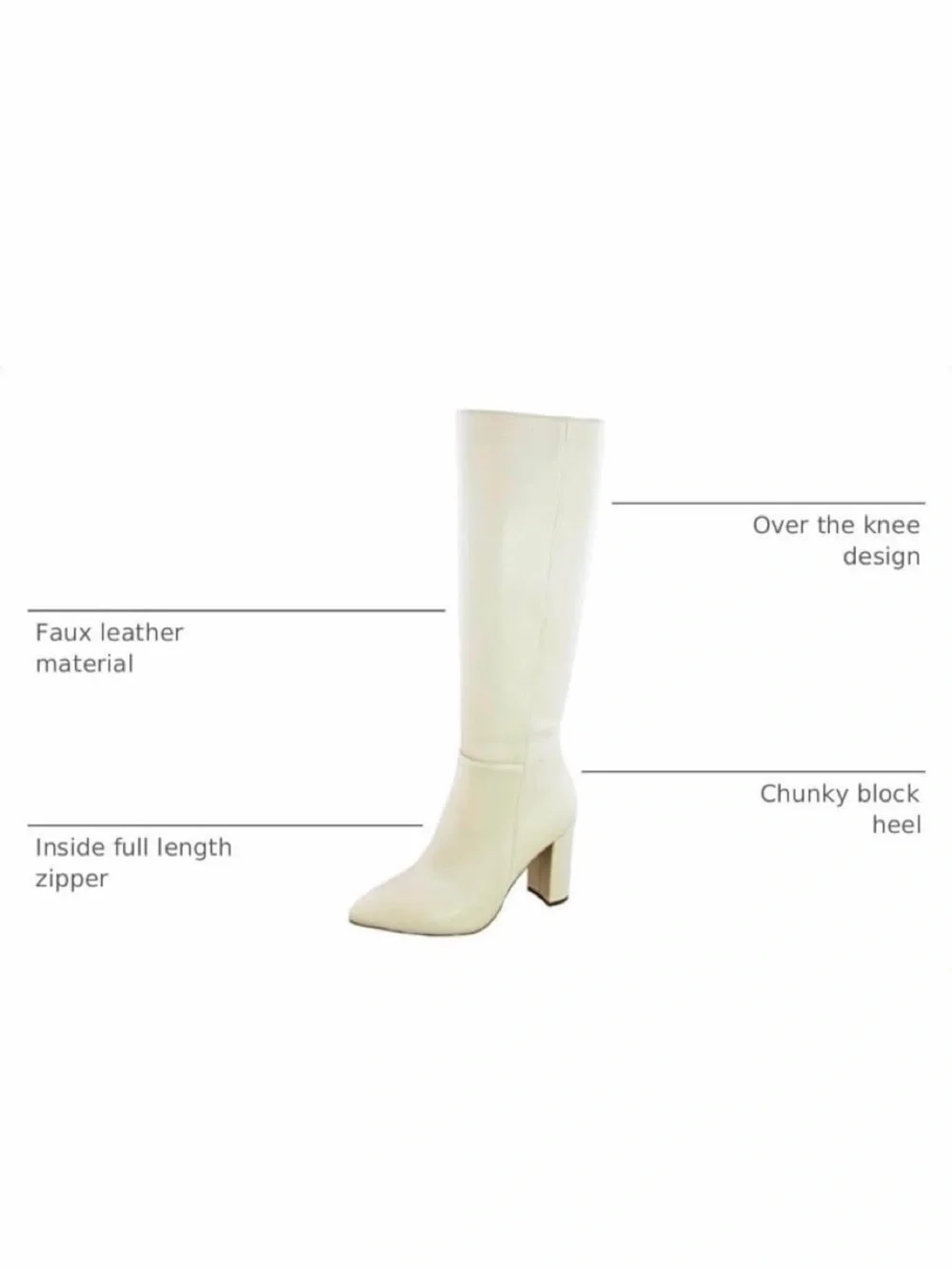 Classic Women's Cream Knee-High Block Heel Boot